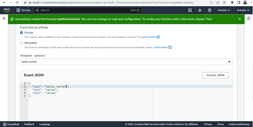 Create a Lambda function with AWS console